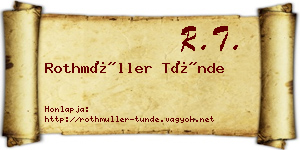 Rothmüller Tünde névjegykártya